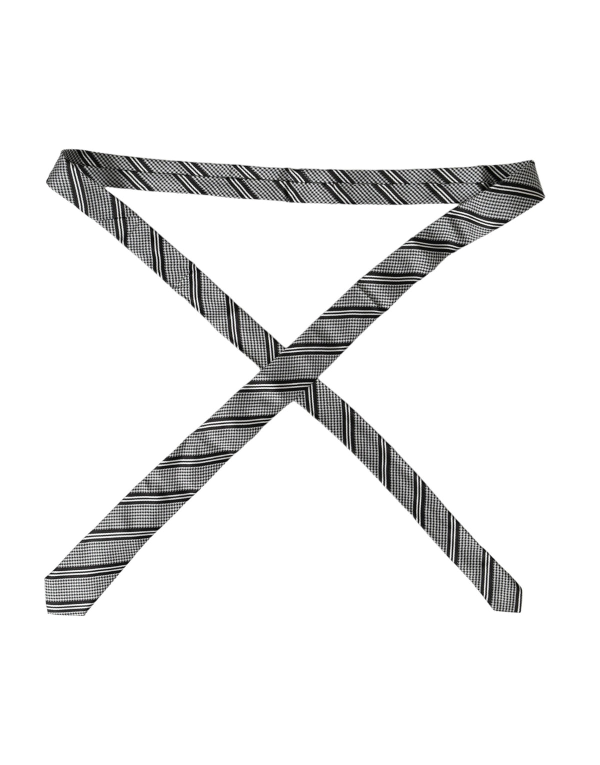 Dark Gray White Stripes Silk Adjustable Tie