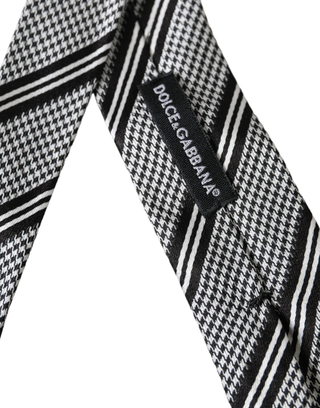 Dark Gray White Stripes Silk Adjustable Tie