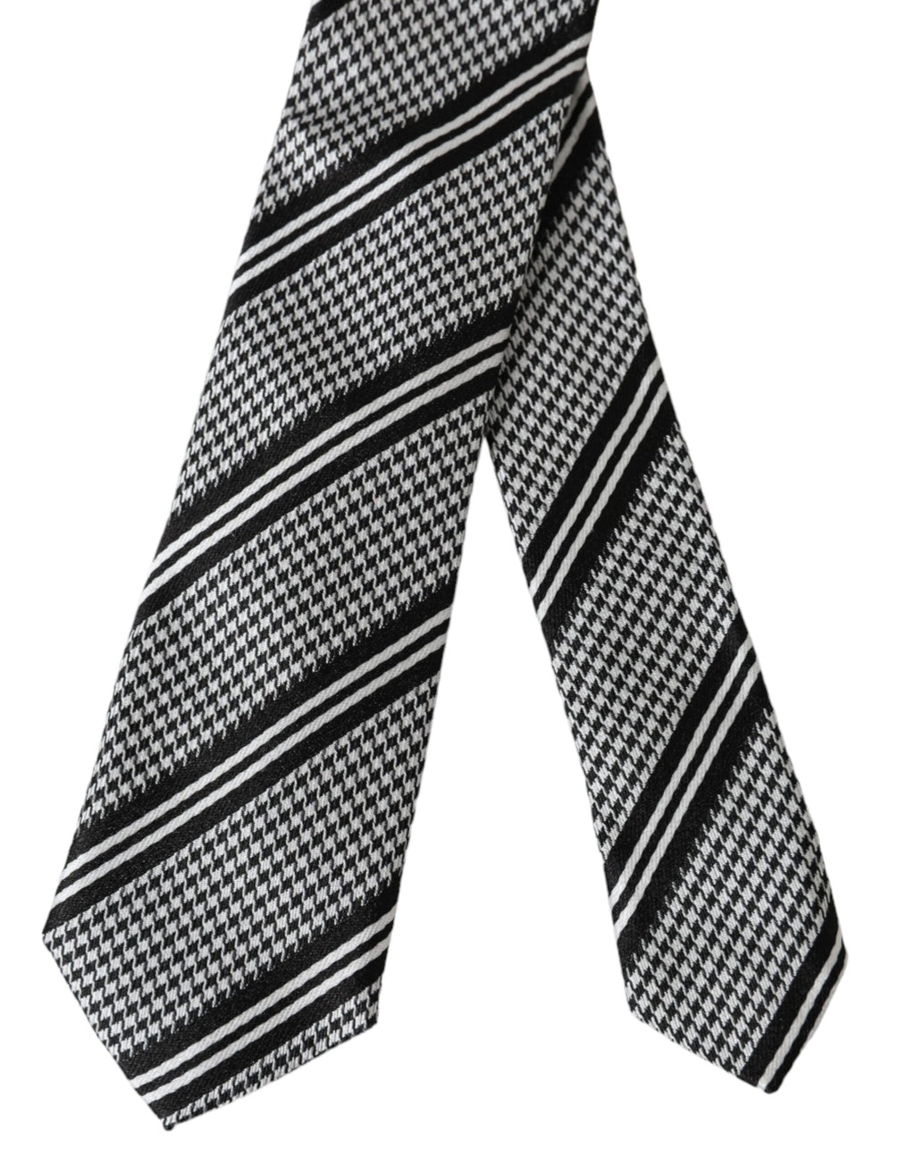 Dark Gray White Stripes Silk Adjustable Tie