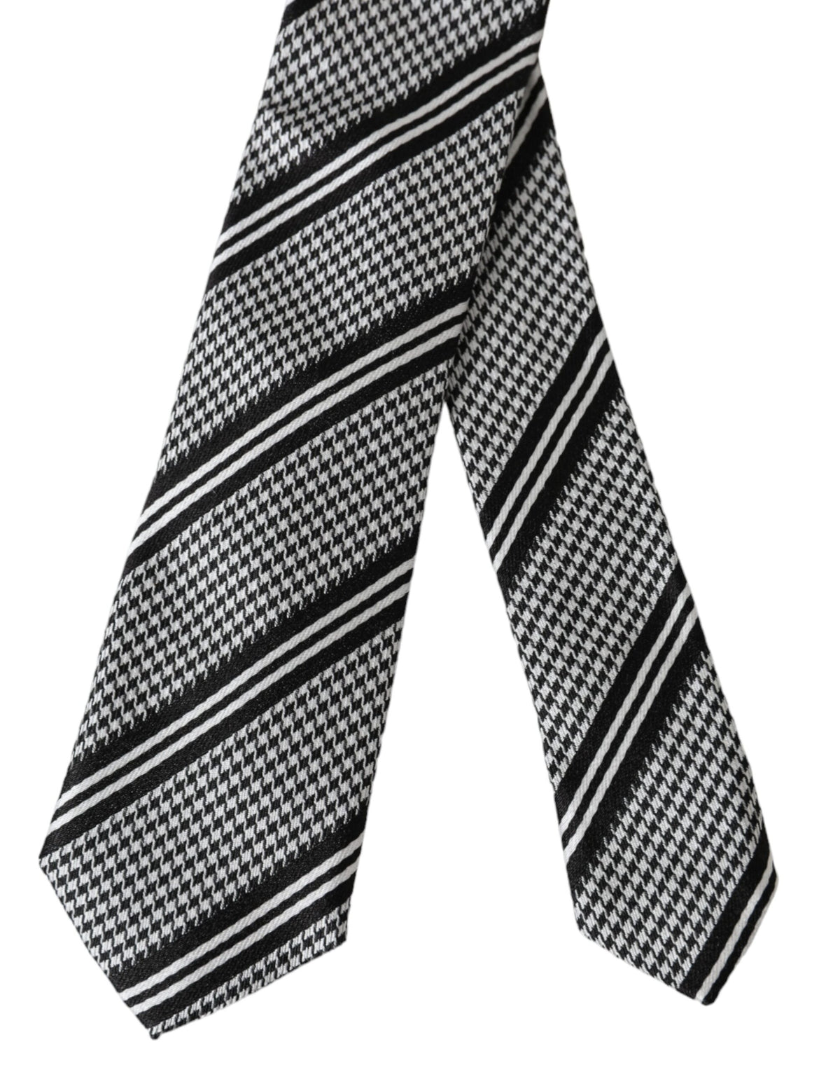 Dark Gray White Stripes Silk Adjustable Tie