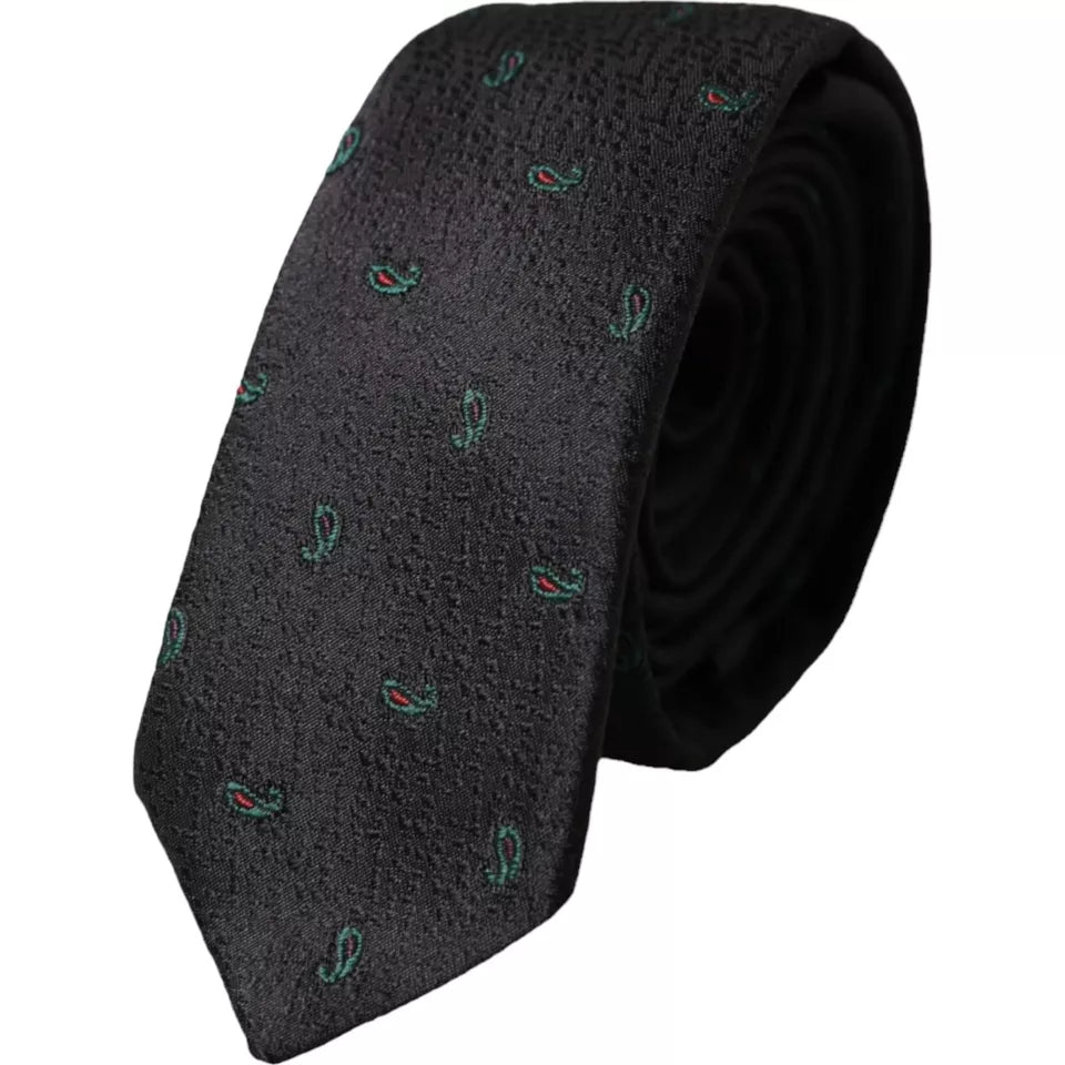 Dark Gray Fantasy 100% Silk Adjustable Men Tie