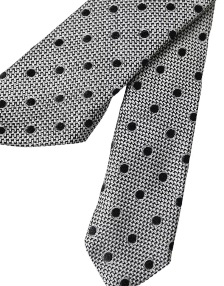 Gray White Dot Fantasy Silk Adjustable Men Tie