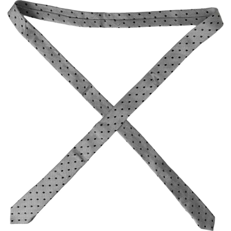 Gray White Dot Fantasy Silk Adjustable Men Tie