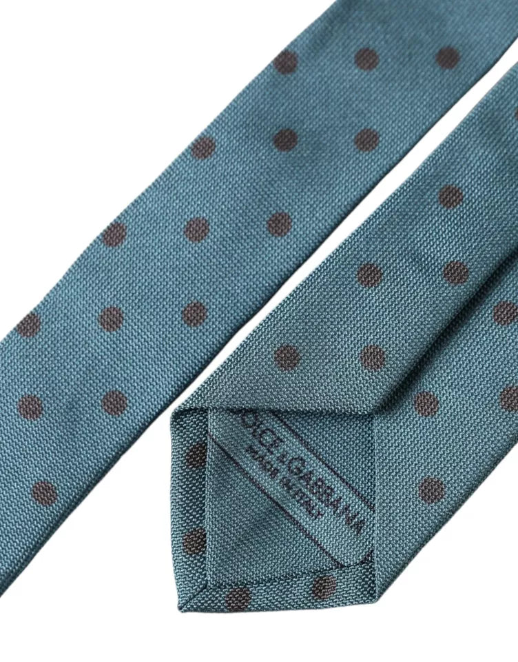 Blue Black Polka Dot Silk Adjustable Men Tie