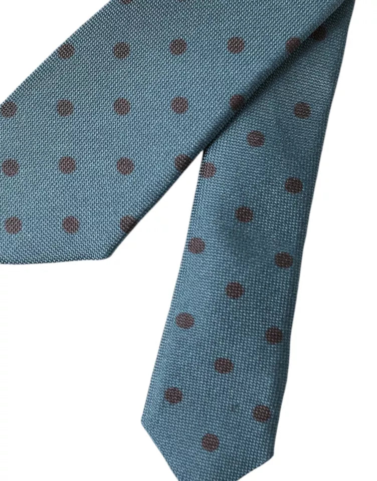 Blue Black Polka Dot Silk Adjustable Men Tie