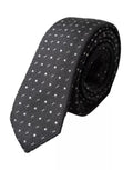 Dark Gray Polka Dot Silk Adjustable Men Tie