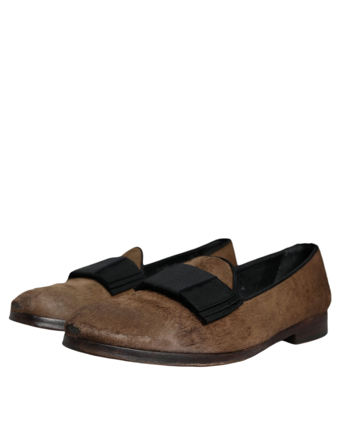 Brown Calf Hair Leather Loafers Formal Dress Shoes