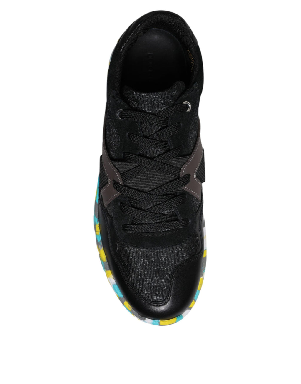 Black Polyester Low Top Men Sneakers Shoes