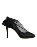 Black Nylon Mesh Sock Style Boots Shoes