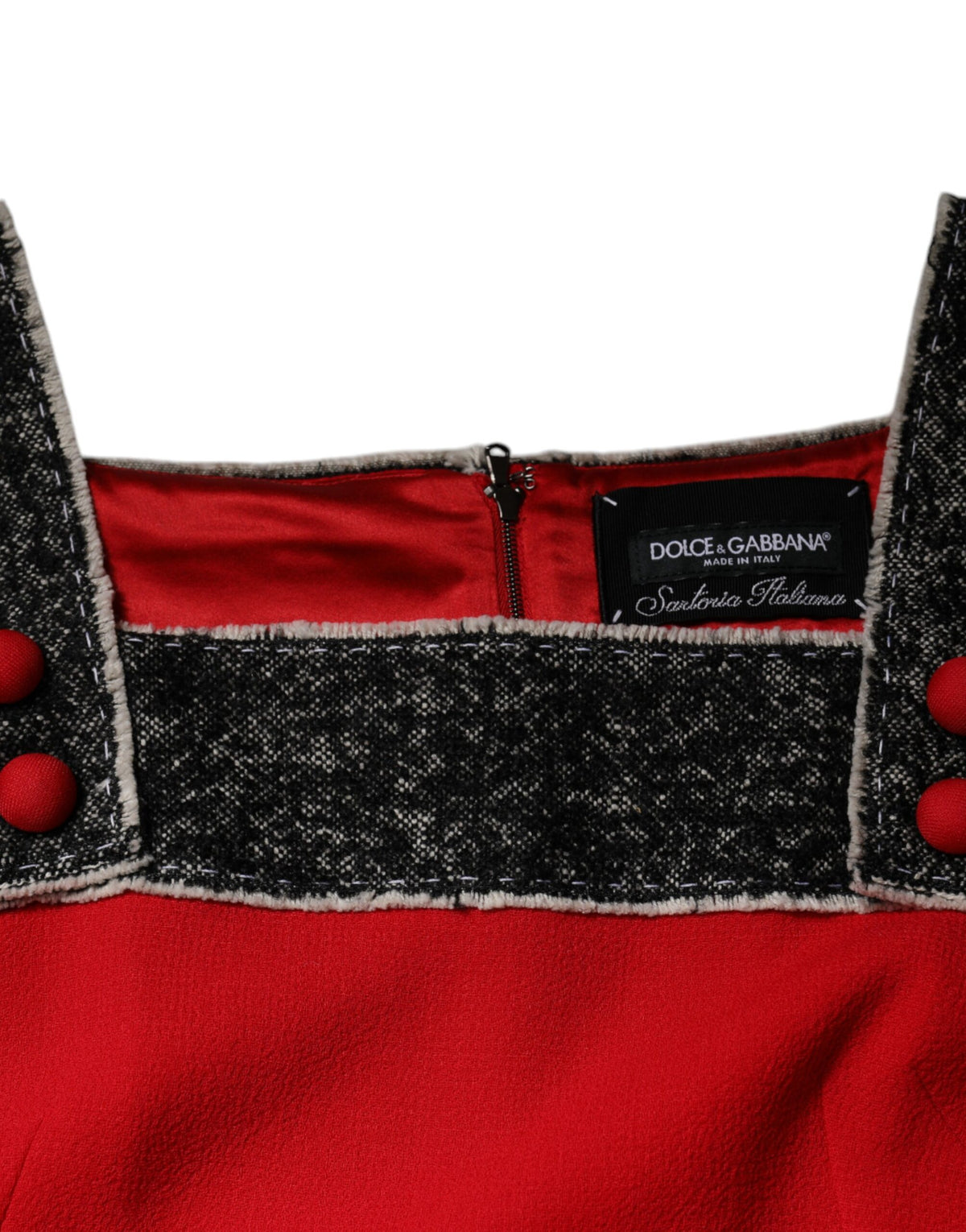 Red Wool Sleeveless A-line Flared Mini Dress