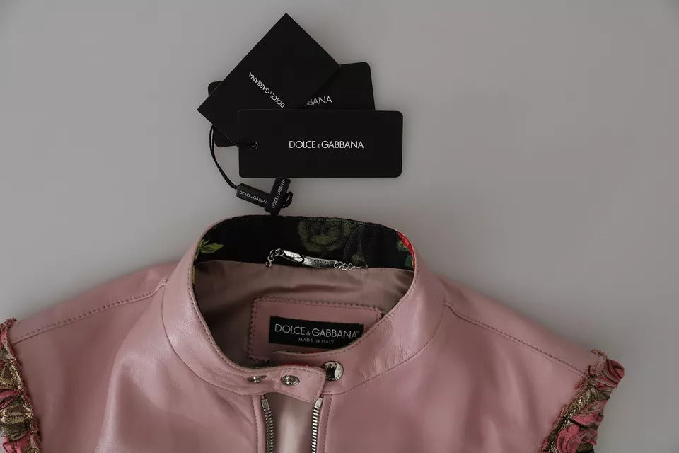 Pink Leather Sleeveless Vest Jacket Blouse