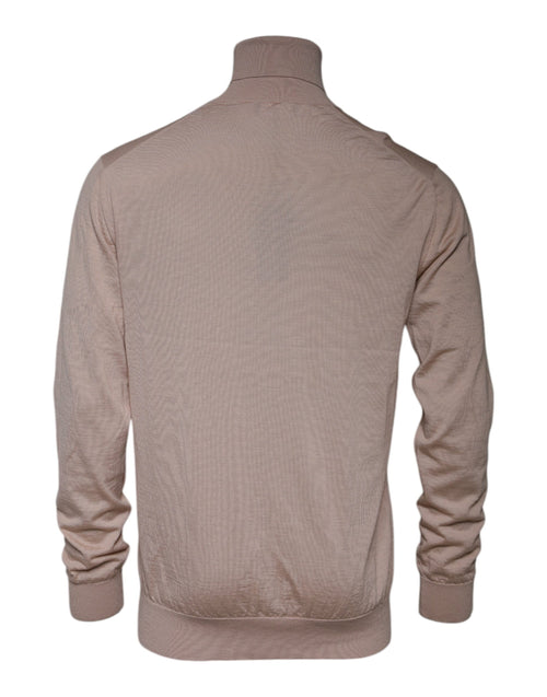 Beige Cashmere Turtleneck Pullover Sweater