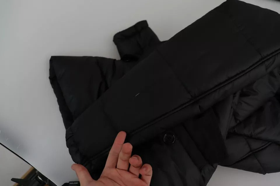 Black Hooded Polyester Men Coat Puffer Jacket