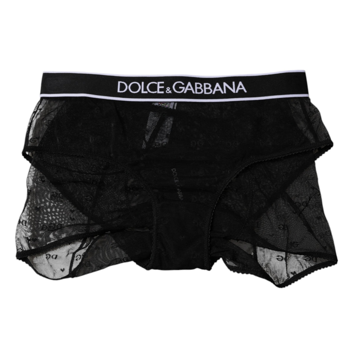 Black Tulle Nylon Mid Waist Panty Underwear