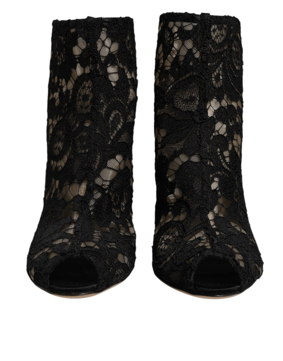 Black Floral Lace Heels Ankle Boots Shoes